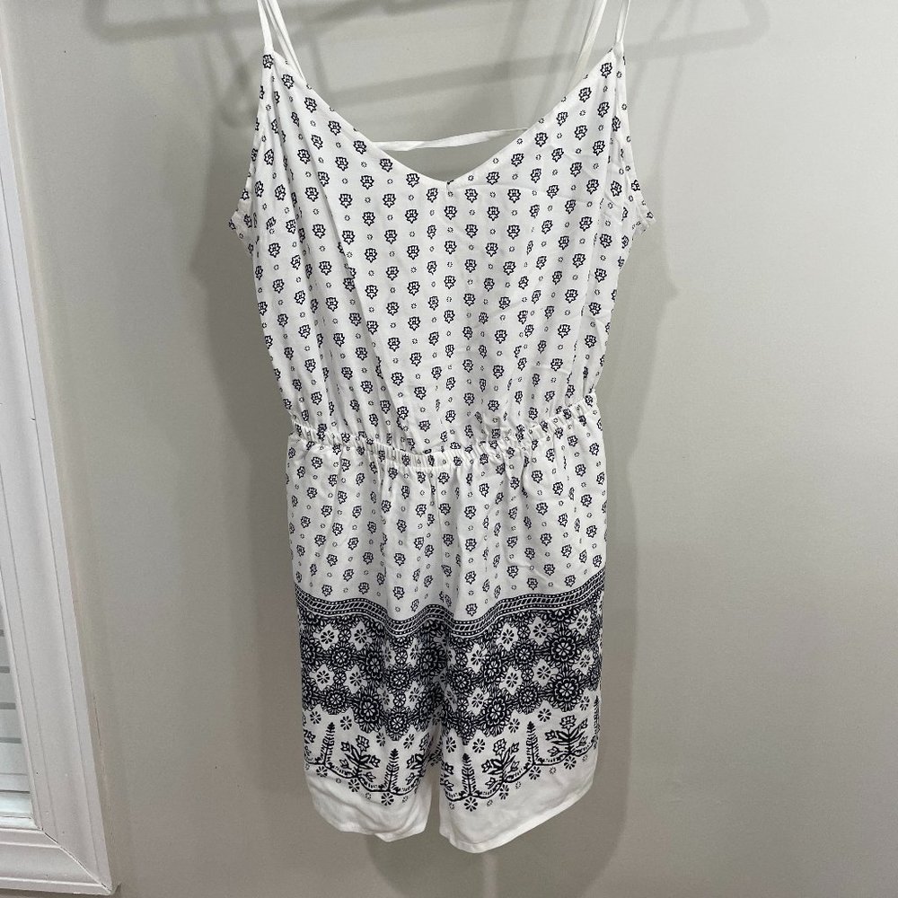 White Lace Up Romper